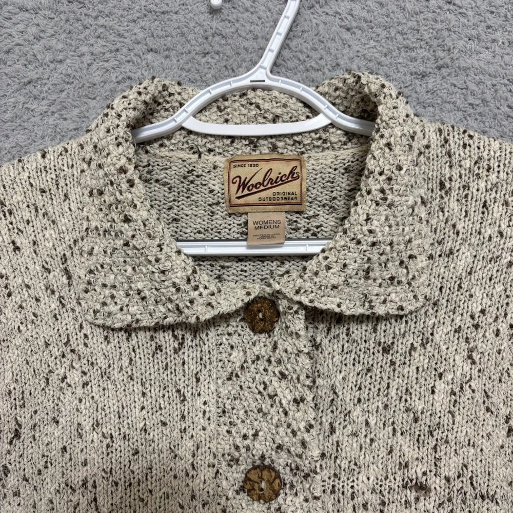 Vintage Woolrich Silk Blend Cardigan M Textured Knit Button Front Cottagecore